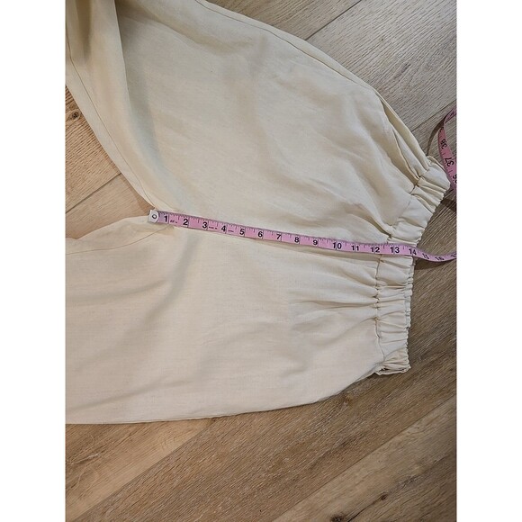Ivory Cotton Blend Top Pants Set Womens Lg Cream Twill Long Sleeve Quiet Luxury - Picture 8 of 14